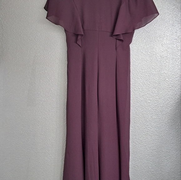 Vintage Eggplant Maxi Dress With Flutter Sleeves   Size 14 - Picture 11 of 14